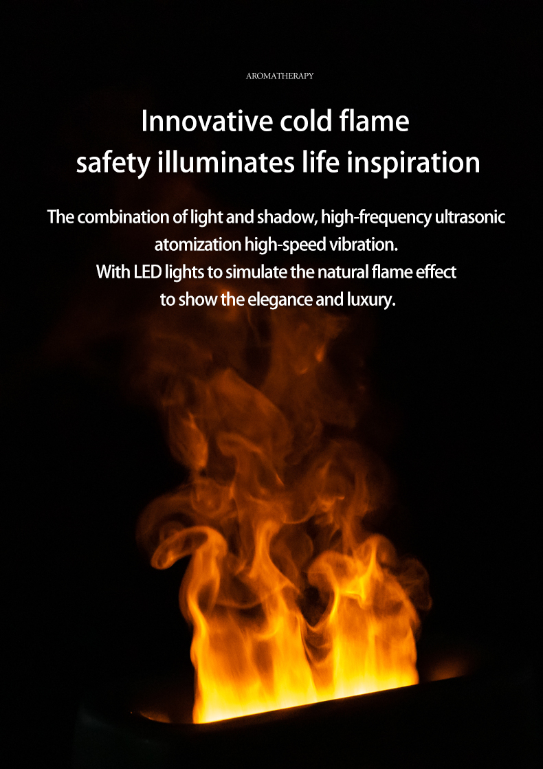 HOMEFISH 230ML Aromatherapy Ultrasonic Flame Aroma Diffuser With Warm Light