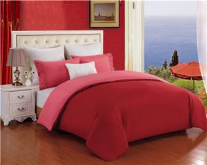 Quality Polyester Cotton Bedding Set 4pcs Duvet Cover Set Solid Duvet cover Fitted Sheet Embroidered Pillow wholesale