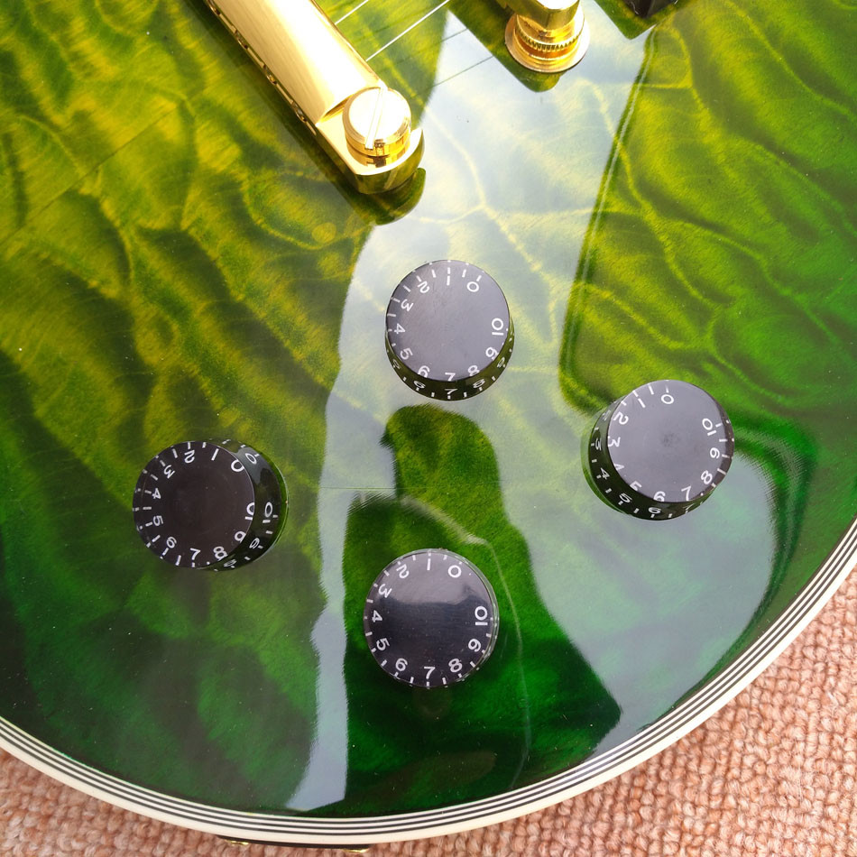 New style high-quality custom LP electric guitar, Green Flame Maple Top electric guitar with Gold hardware