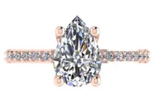 Quality Pear Cut 18k Rose Gold Wedding Ring 10.67x7.23x4.1mm for Engagement wholesale