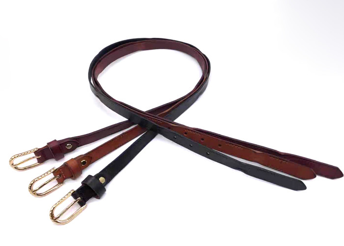 Adjustable Thin Women's Fashion Leather Belts Gold Pin Buckle