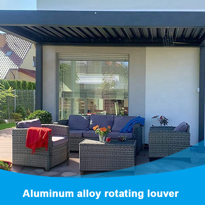 Gatehouse open-air sun room Outdoor canopy flipped louver gazebo shed four corner aluminum alloy gazebo terrace rain proof