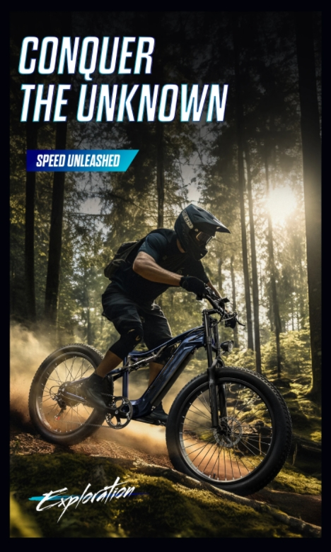 500W Full Suspension Fat Tire Electric Bike With 48V 17.5AH Integrated Battery