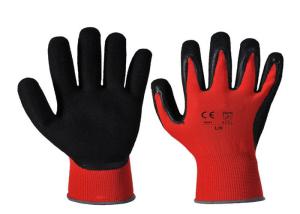 Quality Nylon Liner Coated Breathable Nitrile Gloves 13 Gauge Black Sandy For Logistics wholesale