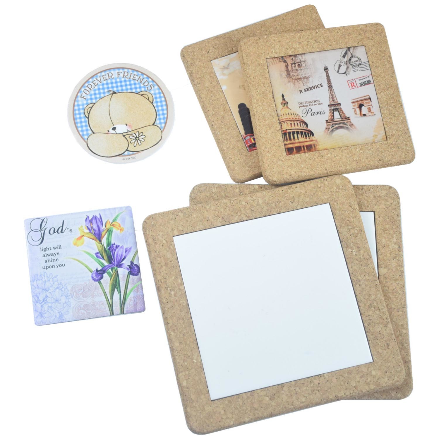4" X 4" Ceramic Coasters Cork Bases Square Elegant Pattern OEM