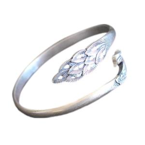Quality Sterling Silve Open Adjustable Cuff Bracelet Engraved Peafowl Fine Bangle(XH052136) wholesale