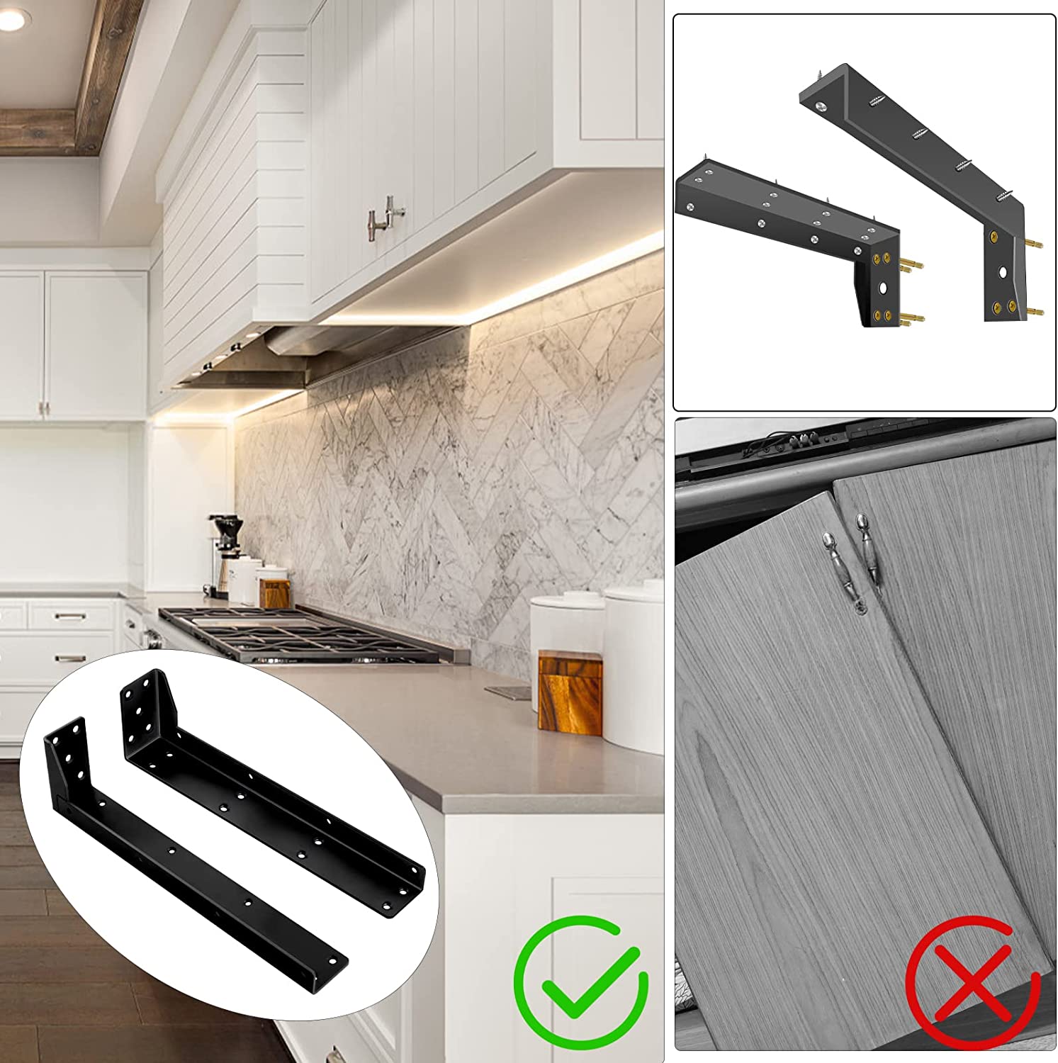 Single-Side Bracket Heavy Duty L-Shaped Right-Angle Bracket for Cabinet Shelf Support