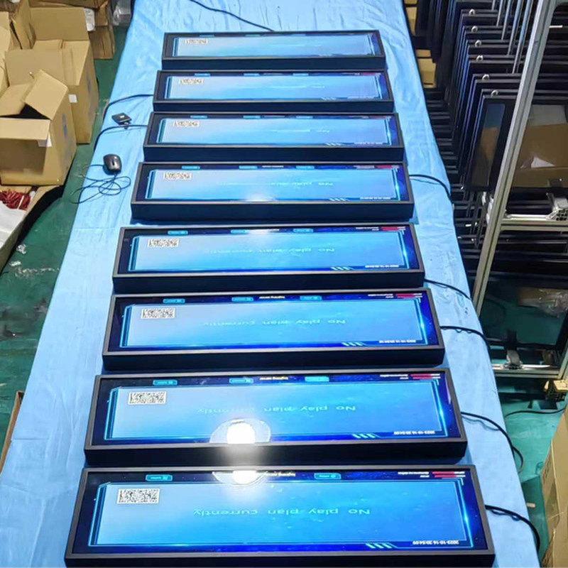 Custom Supermarket Square Advertising bar LCD panel Wall Mounted Hanging Stretched Bar LCD Displays