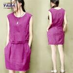 Slim solid color cotton linen vest women casual girls sexy night dress photos