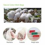 BSCI GOTS Organic Cotton Drawstring Bags Mesh SMETA For Fruit Vegetable