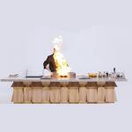 Rectangle Multifunctional Teppanyaki Grill Table Electromagnetic Heating 15KW
