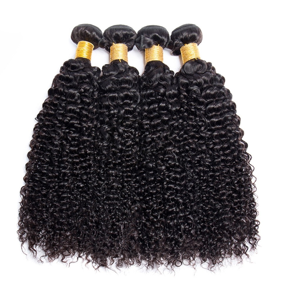 Natural Black Kinky Curly Remy Human Hair Bundles Sew In Weave Bundles Brazilian Bundle Deals