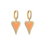 Enamel 14K Gold Jewelry CZ Zircon Love Shape Ear Rings