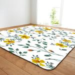 Painted Flower Polyester Bedroom Floor Carpets 6x9 Rug Under Dining Table