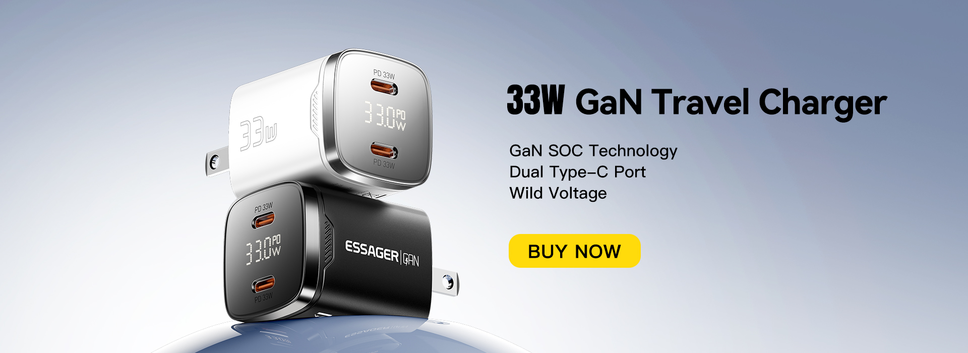 ESSAGER ES-CD45 33W GaN Charger Dual USB C PD Charger