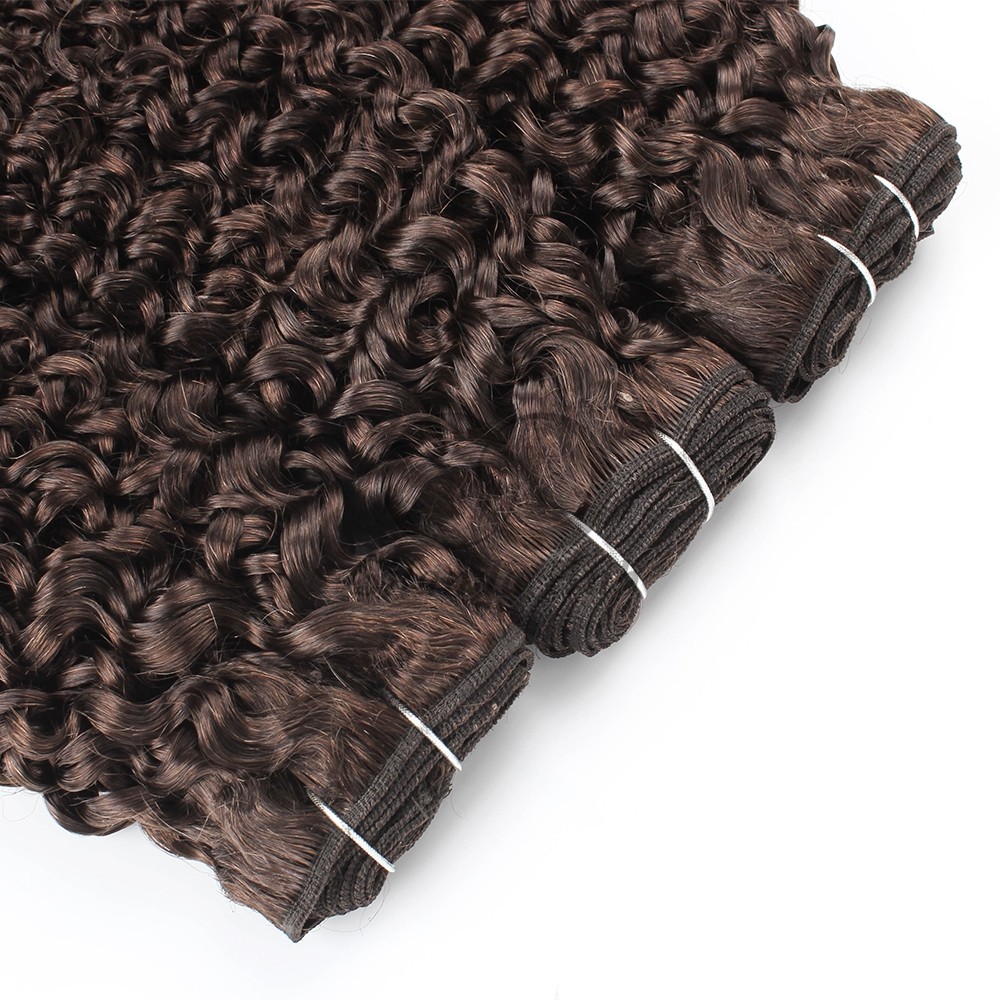 #2 Dark Brown Kinky Curly Remy Human Hair Bundles Sew In Weave Bundles Brazilian Bundle Deals