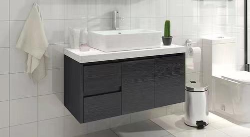 Vanity Combo Black Tall Narrow 36 Inch Bathroom Vanity with Solid Wood and Countertop