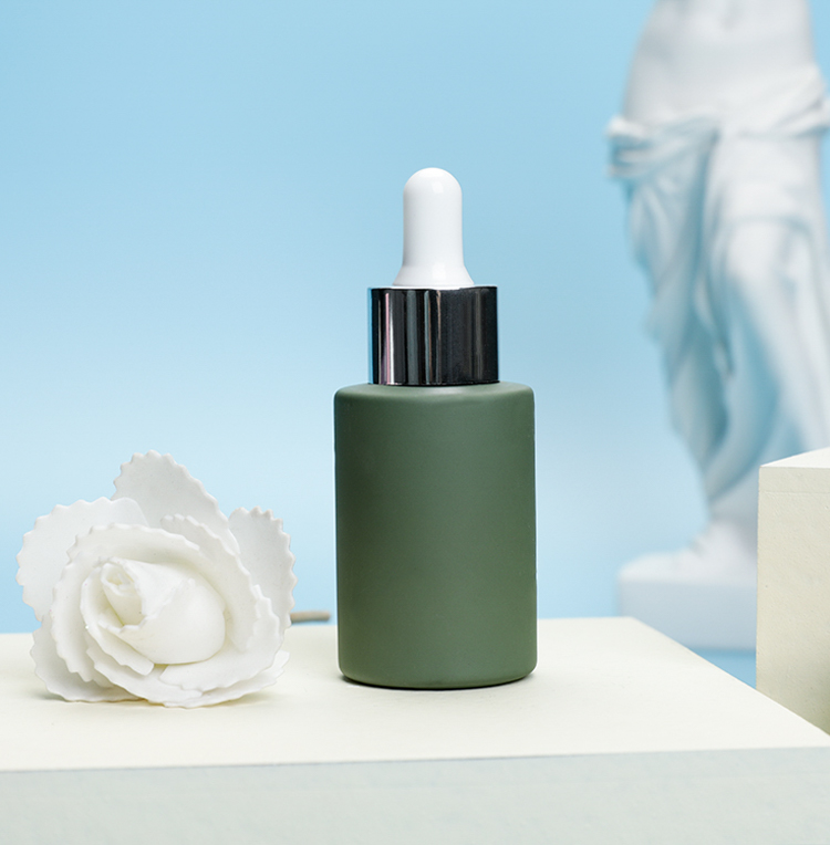 Green Painting 1oz Serum Dropper Bottles Glass Serum Bottles With Screw Cap