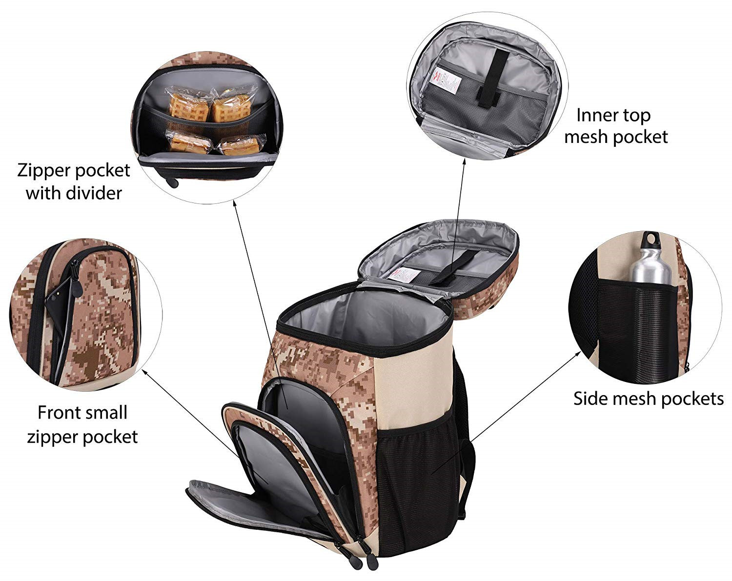 Personalized Backpack Drink Cooler / Thermal Cooler Backpacks Keep Food Fresh And Warm