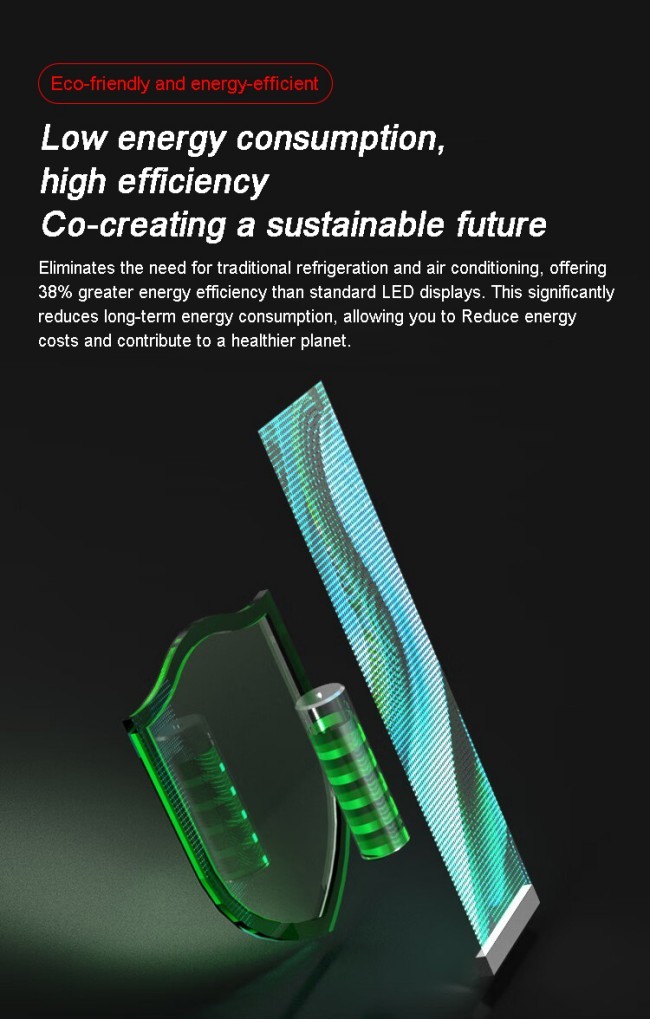 LED Flexible Transparent Film Screen with High Transparency, LED Smart Film with Foldable & Lightweight for Glass Wall