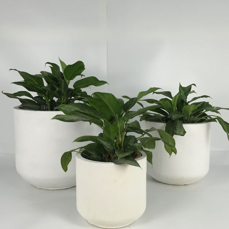 Frost Resistant Patio Fiber Clay Planters Round Shape