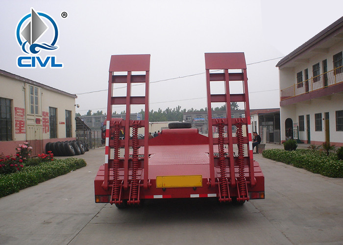 3 Axles Manual Semi Trailer Trucks Low Bed Two Single Cargo Truck New Condition