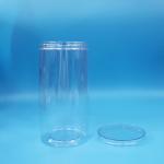 Food Grade Clear PET Cylinder Round Plastic Candy Cookie Food Jar Screw Clear