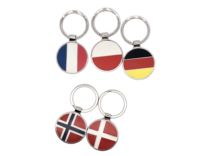 National Flag Round Metal Keychain Laser Engraving UV Printing Logo