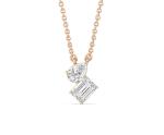 Round Emerald Cut Bezel Lab Grown Diamond Necklace in 18K 14K 10K Solid Gold