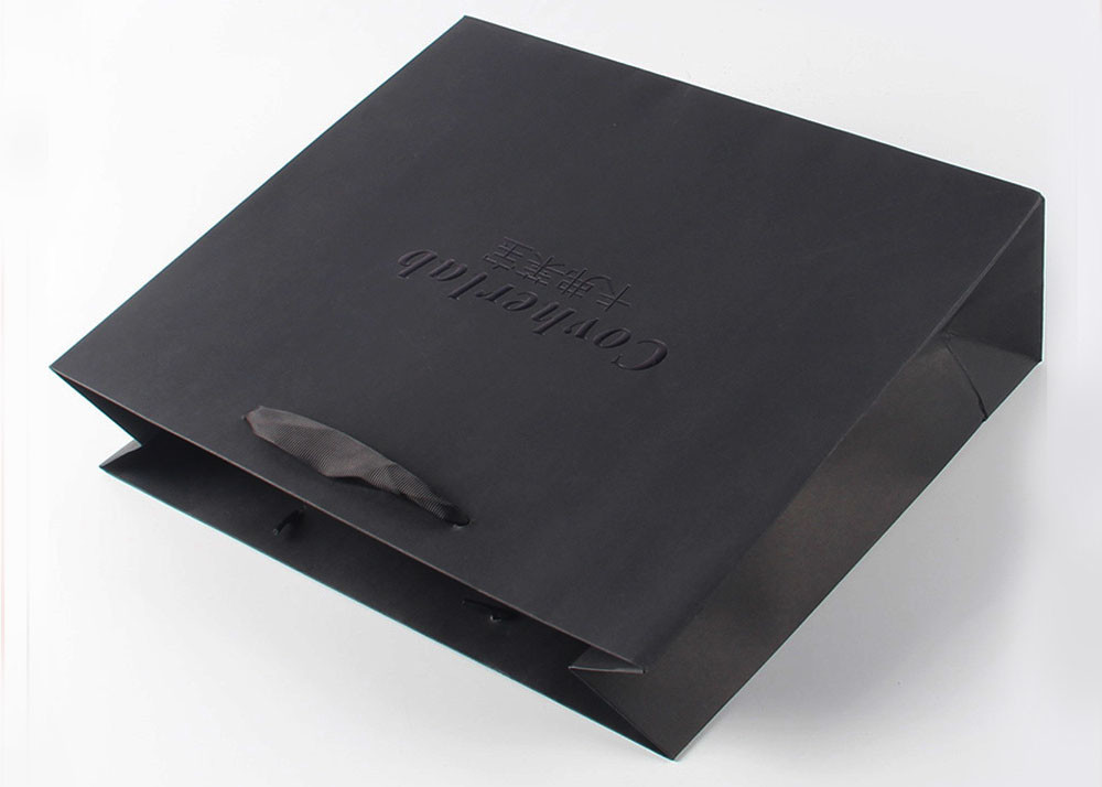 Luxury Style Printed Paper Shopping Bags Recyclable With Grosgrain Ribbon