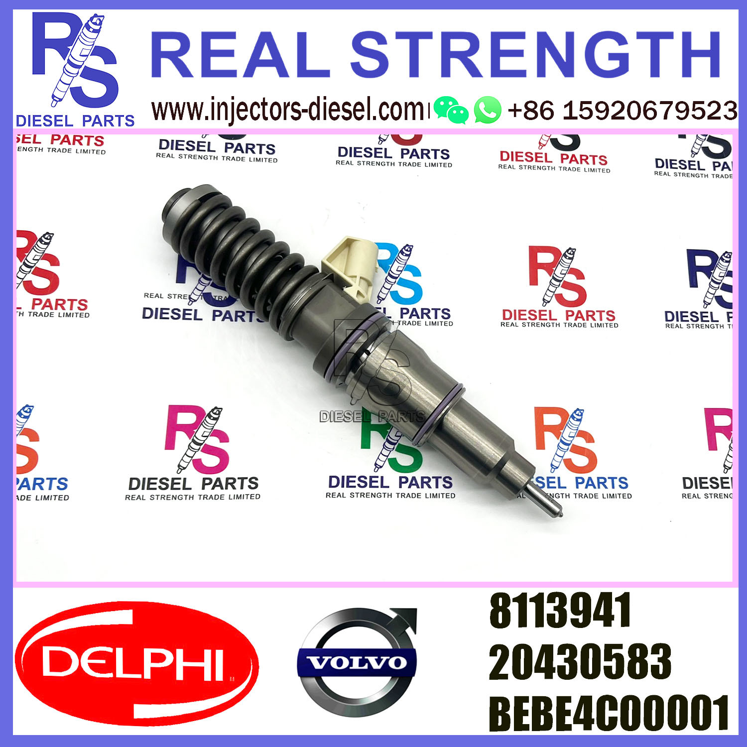 DELPHI 2pin injector 8113941 20430583 BEBE4C00001 Diesel pump Injector V-O-L-V BEBE4C00001 E1 for V-O-L-V D12 TRUCK