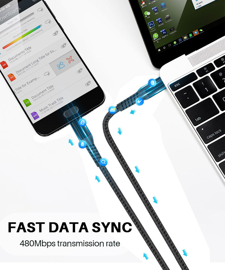60W 3A Type C To Type C Charging Cable SR Enhanced Protection