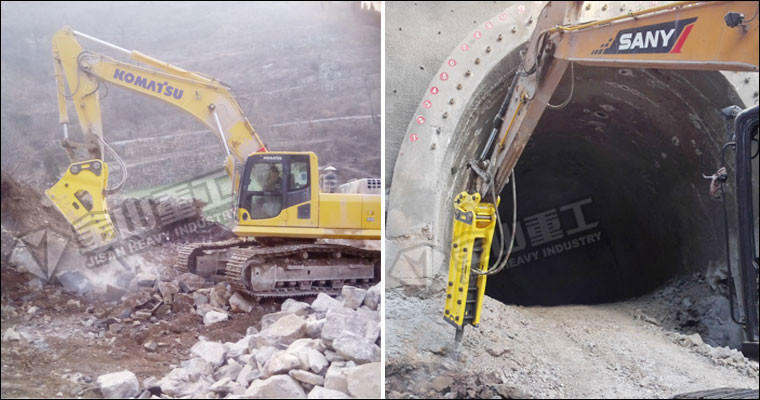 Komatsu PC60 Excavator Rock Hammer Loader Hydraulic Powered For 4-7 Ton Carrier