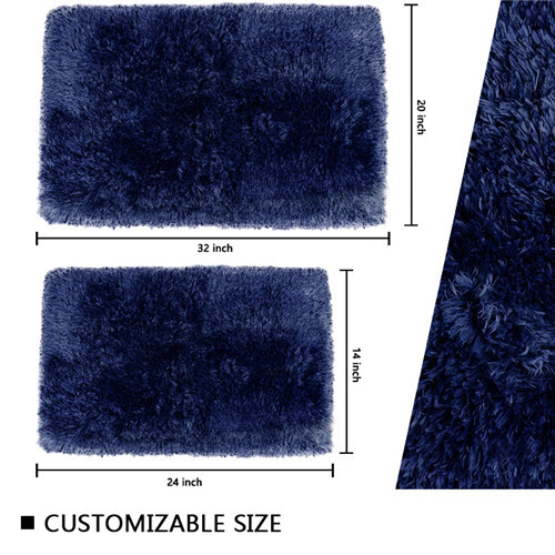 Navy Blue 20'' X 30'' Latex Backed Bath Mats Ultra Absorbent Mat