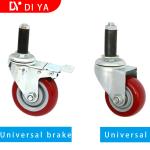Red 3 Inch Rubber Caster Wheels Static - Free / Universal Heavy Duty Caster