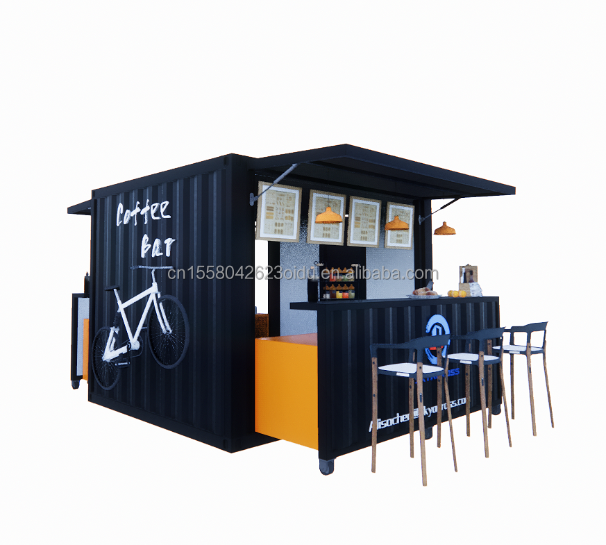 Galvanized Steel Square Tubes 10ft Modern Design Prefabricated Mini Mobile Steel Container House for Outdoor Coffee Bar