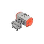 304 Stainless Steel Air Control Ball Valve Pneumatic Actuated 3 PC 1000wog for