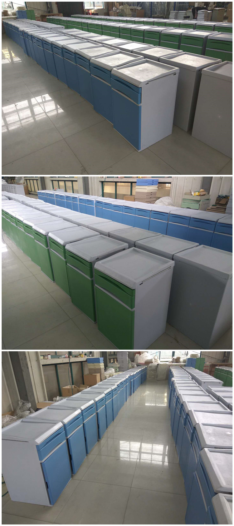 Hospital Medical Bed Side Cabinet Locker ABS Plastic Material