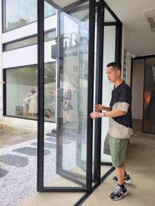 Quality Customized Height Aluminium Bi Folding Doors Powder Coated Residential Bifold Doors wholesale