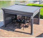 Proof Metal Roof Gazebo Imitation Wood Garden Landscape Aluminum Louvered