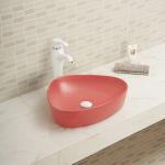Polished Surface Counter Top Bathroom Sink White And Black Color Triangle