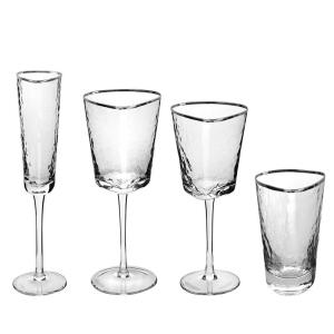 Quality Handmade Gold Rim Hammered Champagne Flutes 150ml Dia 6.8cm wholesale