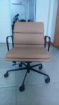 Tension Adjustment Ergonomic Leather Chair , Sleek Brown Leather Rolling Chair