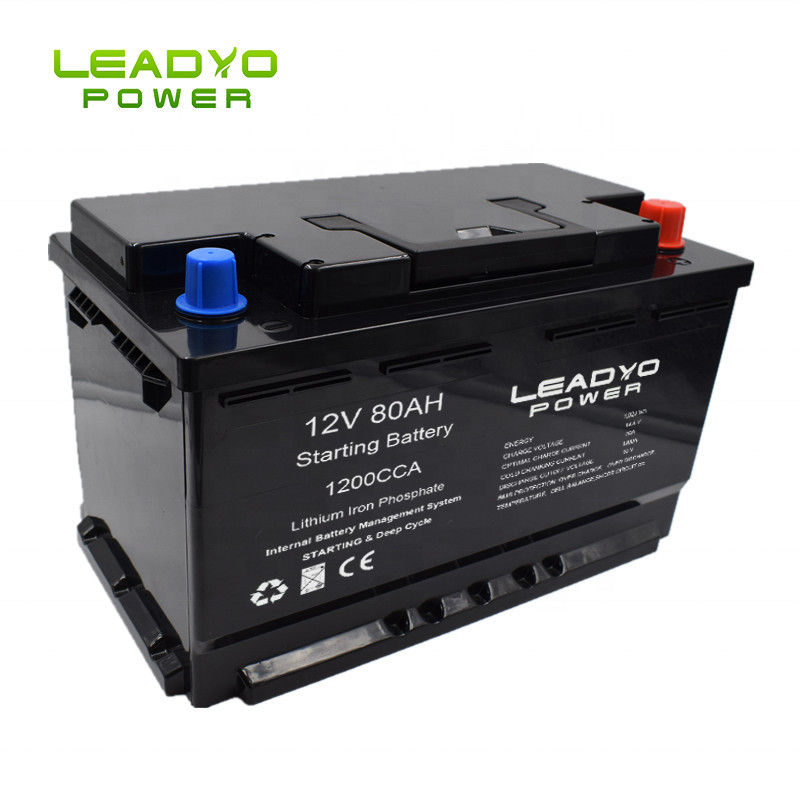 Star-Stop Marine Lithium ion Battery 12v 80Ah CCA1200A Cracking & Deep Cycle Lifepo4 Batteries for Boat