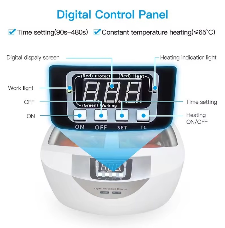 2.5L Dental Ultrasonic Cleaner Multi Purpose Cleaning Function Digital Ultrasonic Cleaner