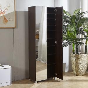 Quality KD Package Brown 8pcs Panel Melamine MDF Shoe Storage Cabinet wholesale
