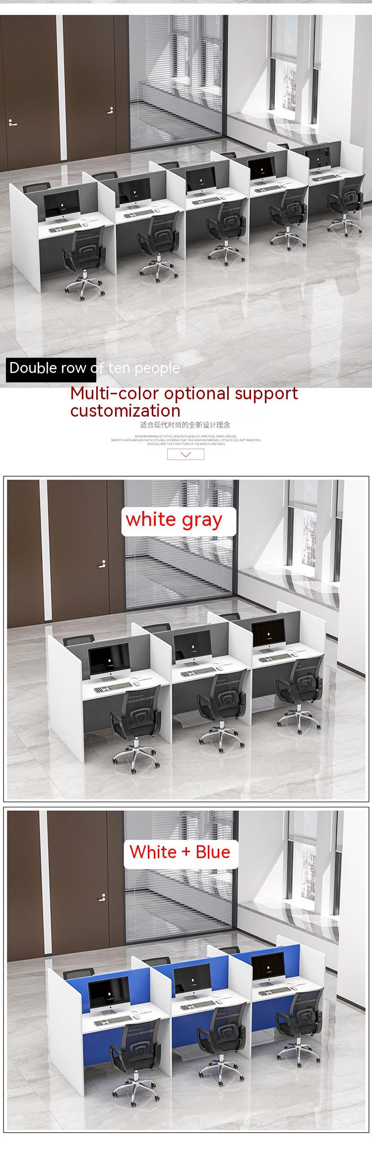 Modern Private Space Office Furniture Workstation with Extendable Desk and Chair Sets