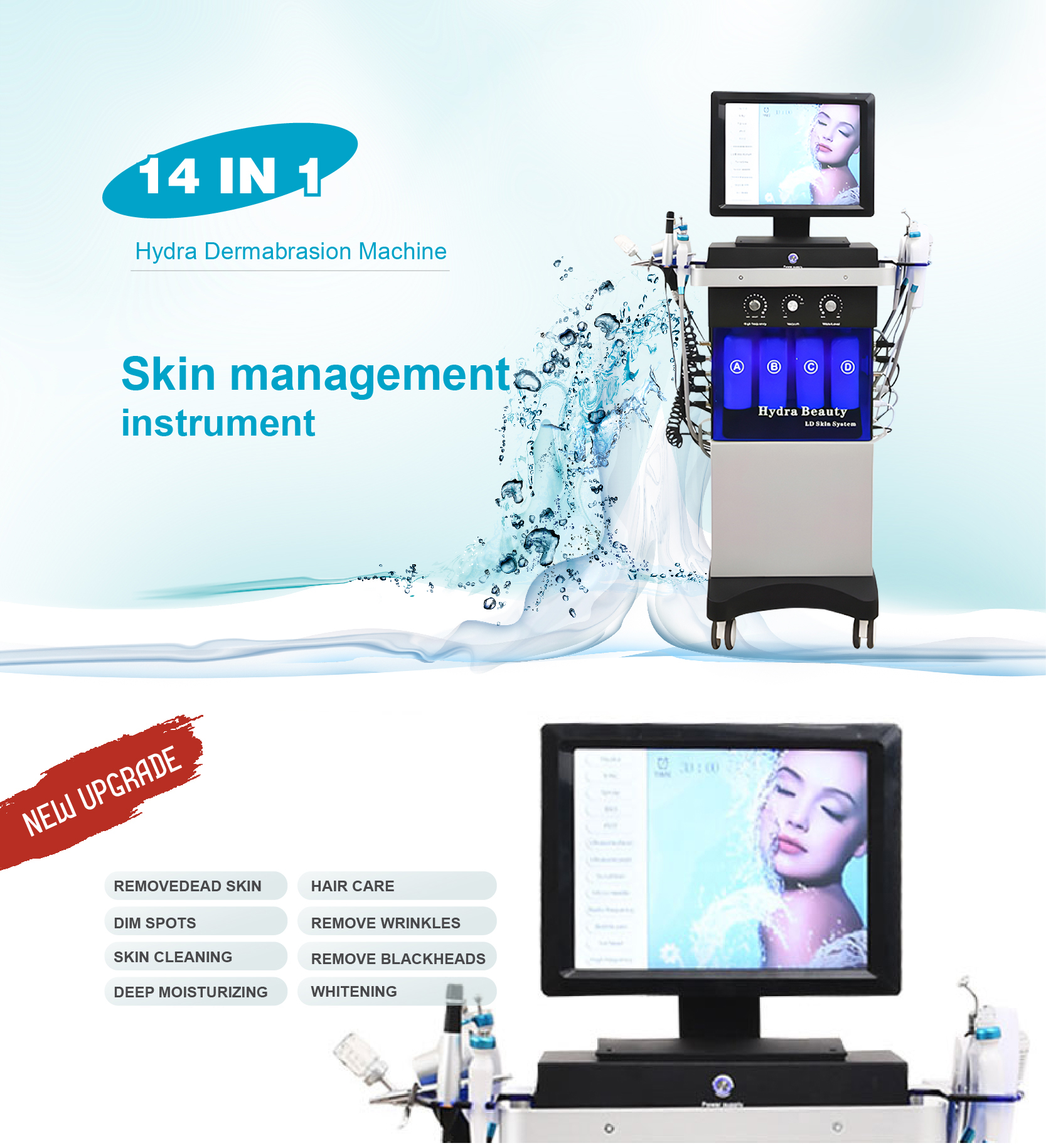 5Mhz RF Frequency Skin Lifting Oxygen Injection Hydra Microdermabrasion Beauty Machine