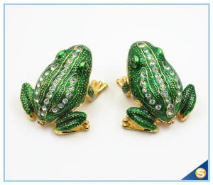 Quality Wholesale Metal Frog With Crystal Jewelry Box Cute Trinket Box For Gifts SCJ753 wholesale