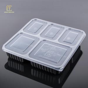 Quality Microwave Safe 5 Compartment FDA Airplane Food Tray With Lid wholesale